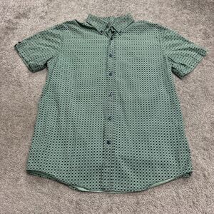 Ben Sherman Button Down Shirt Men Small Green Geometric Circle Print Casual NWOT